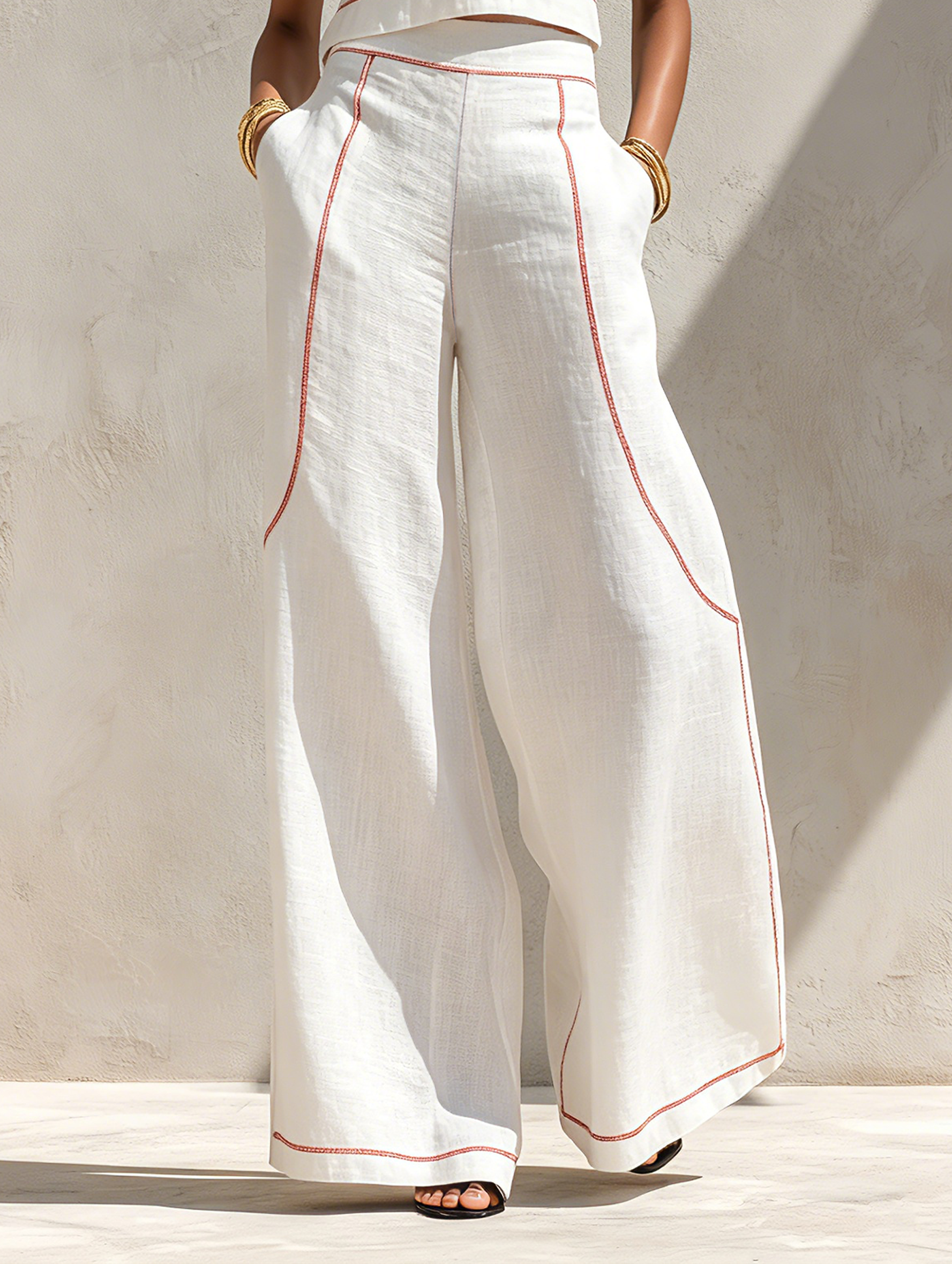 ANAÏS | ENSEMBLE PANTALON ÉLÉGANT À COUTURES CONTRASTÉES