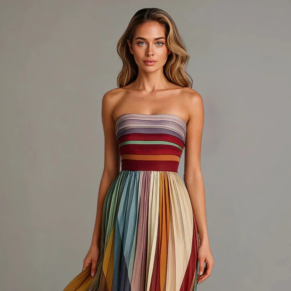 Élodie | Robe Plissée Multicolore